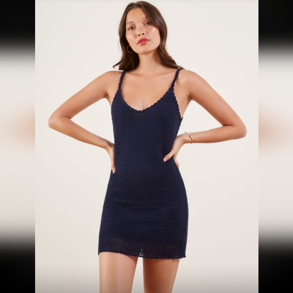 REFORMATION Andrea Navy Dress
